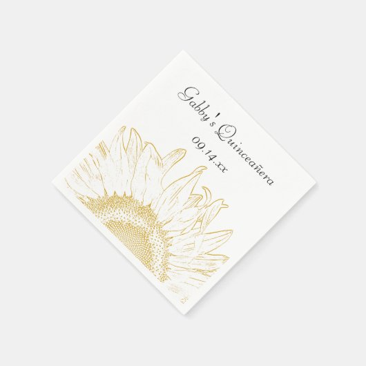 Serviette En Papier Quinceanera Graphique de tournesol Jaune (Coin)