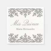 Serviette En Papier Quinceanera hivernale de flocons d'argent (Devant)