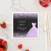 Serviette En Papier Quinceanera Lumière Violet Parties scintillant Fau (En situation)