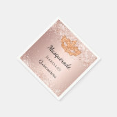 Serviette En Papier Quinceanera mascarade d'or rose (Coin)
