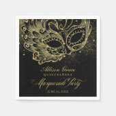 Serviette En Papier Quinceanera Masquerade Party Gold Noir (Devant)