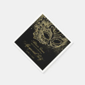 Serviette En Papier Quinceanera Masquerade Party Gold Noir (Coin)