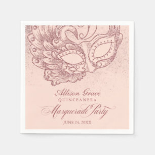 Serviette En Papier Quinceanera Masquerade Party Rose or rose