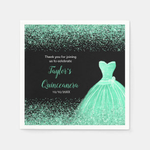 Serviette En Papier Quinceanera Mint Green Faux Parties scintillant