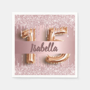 Serviette En Papier Quinceanera nom de parties scintillant rose rose p
