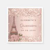 Serviette En Papier Quinceanera or rose Paris Tour Eiffel (Devant)
