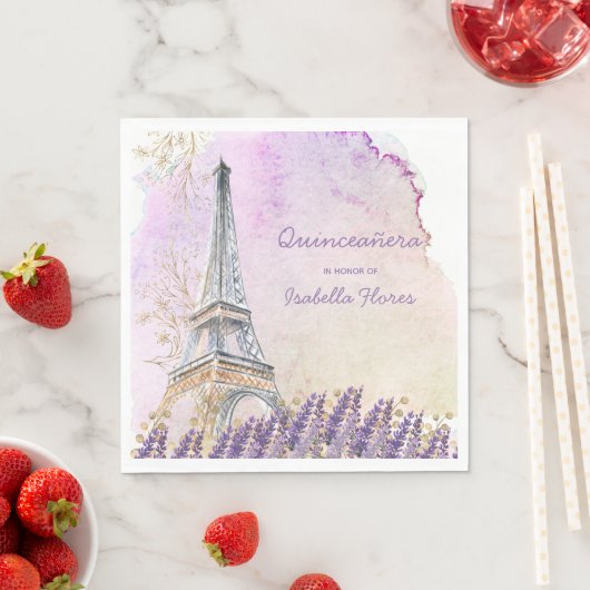 Serviette En Papier Quinceanera Paris Tour Eiffel (En situation)