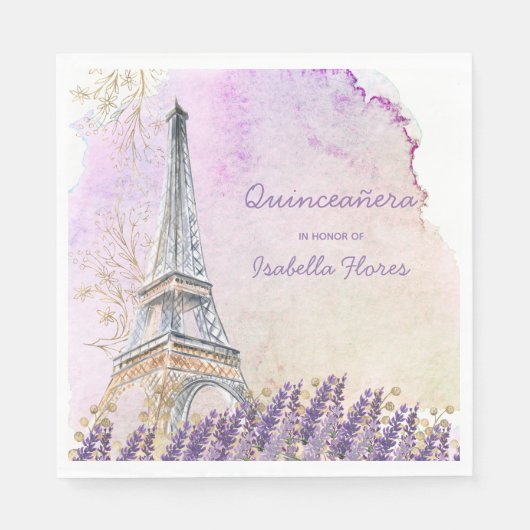Serviette En Papier Quinceanera Paris Tour Eiffel (Devant)