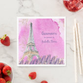 Serviette En Papier Quinceanera Paris Tour Eiffel Aquarelle rose (En situation)