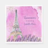 Serviette En Papier Quinceanera Paris Tour Eiffel Aquarelle rose (Devant)