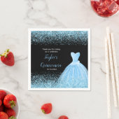 Serviette En Papier Quinceanera Parties scintillant bleu clair Faux (En situation)