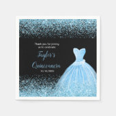 Serviette En Papier Quinceanera Parties scintillant bleu clair Faux (Devant)