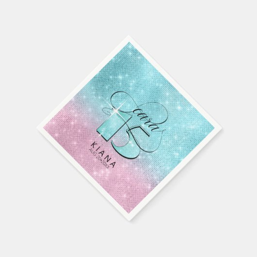 Serviette En Papier Quinceanera parties scintillant et brillance V1 Tu (Coin)