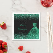 Serviette En Papier Quinceanera Parties scintillant Faux vert foncé (En situation)