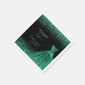 Serviette En Papier Quinceanera Parties scintillant Faux vert foncé (Coin)