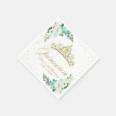 Serviette En Papier Quinceanera Party Gold Tiara Blush Turquoise Flora (Coin)