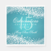 Serviette En Papier Quinceanera Party Sparkling Wave Turquoise (Devant)