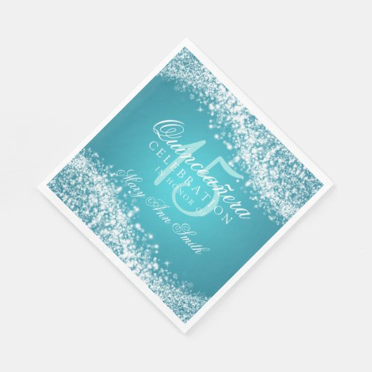 Serviette En Papier Quinceanera Party Sparkling Wave Turquoise (Coin)