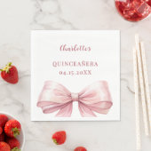 Serviette En Papier Quinceanera pink bow elegant luncheon (En situation)
