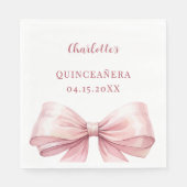 Serviette En Papier Quinceanera pink bow elegant luncheon (Devant)