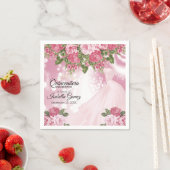 Serviette En Papier Quinceañera Pink Mauve Gown and Flowers (En situation)