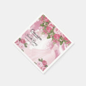 Serviette En Papier Quinceañera Pink Mauve Gown and Flowers (Coin)
