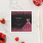 Serviette En Papier Quinceanera Plum Purple Faux Parties scintillant (En situation)