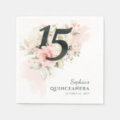 Serviette En Papier Quinceanera Rose Floral Rustique 15ème anniversair (Devant)