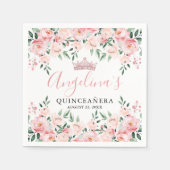 Serviette En Papier Quinceañera rose florale (Devant)