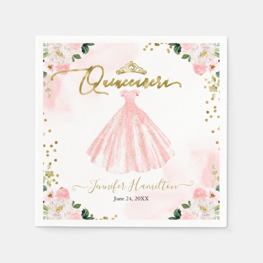 Serviette En Papier Quinceanera rose flou (Devant)