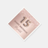 Serviette En Papier Quinceanera rose or blush parties scintillant nom  (Coin)