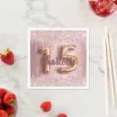 Serviette En Papier Quinceanera rose rose pâle parties scintillant nom (En situation)