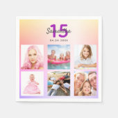 Serviette En Papier Quinceanera rose violet rose or nom (Devant)