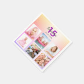 Serviette En Papier Quinceanera rose violet rose or nom (Coin)