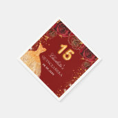 Serviette En Papier Quinceanera rouge or parties scintillant robe flor (Coin)