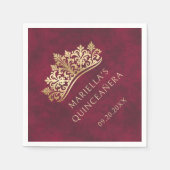 Serviette En Papier Quinceanera rouge Tiara Crown (Devant)
