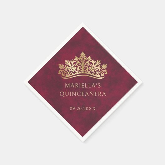 Serviette En Papier Quinceanera rouge Tiara Crown (Coin)