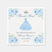 Serviette En Papier Quinceanera Silver Blue Floral Gown (Devant)