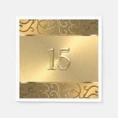 Serviette En Papier Quinceanera Toute Gold Filigree Swirl bordure (Devant)