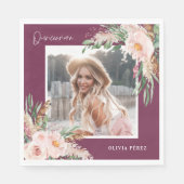 Serviette En Papier Quinceañera violet poupée florale photo anniversai (Devant)