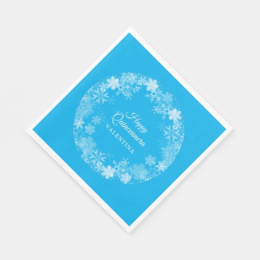 Serviette En Papier Quinceanera Winter Wonderland Snowflake Blue (Coin)
