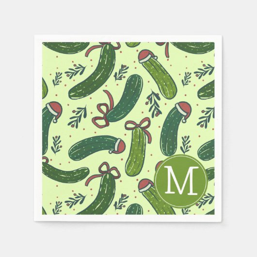 Serviette En Papier Quirky Festive Pickles de Noël Motif (Devant)
