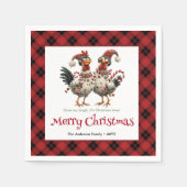 Serviette En Papier Quirky holiday chickens napkin set name personaliz (Devant)