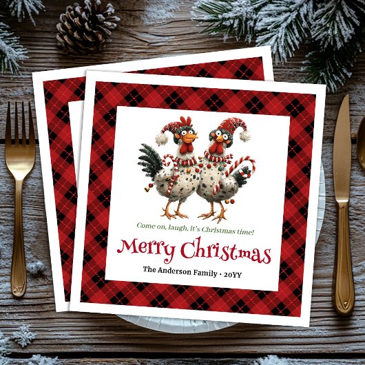 Serviette En Papier Quirky holiday chickens napkin set name personaliz
