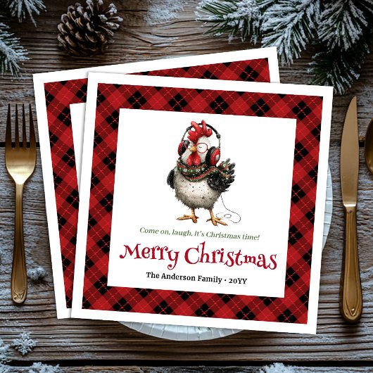 Serviette En Papier Quirky holiday chickens personalized name napkins
