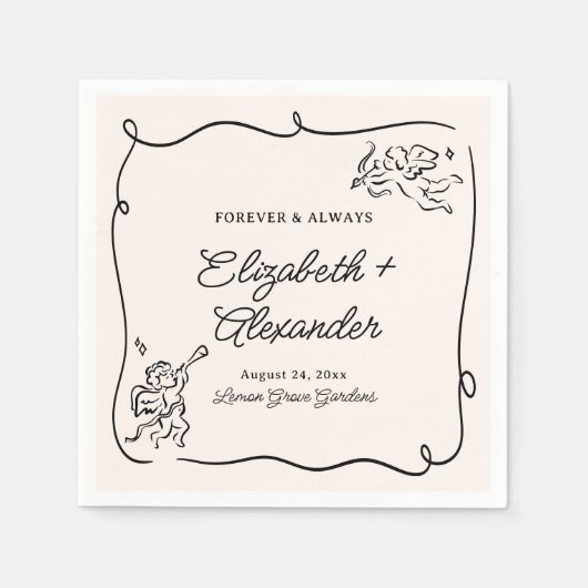 Serviette En Papier Quirky & Whimsical Cupid Cherubs Mariage (Devant)