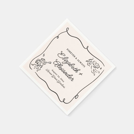 Serviette En Papier Quirky & Whimsical Cupid Cherubs Mariage (Coin)