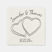 Serviette En Papier Quirky Whimsical Main tiré Doodle Hearts Mariage (Devant)