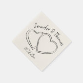 Serviette En Papier Quirky Whimsical Main tiré Doodle Hearts Mariage (Coin)