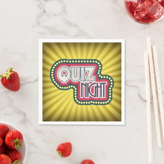 Serviette En Papier Quiz Nuit Trivia Party Jaune Sunburst (En situation)